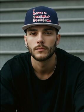 Brim Embroidered I have a sneaker problem fitted hat